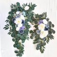 thumbnail image 2 of Langgg Rustic Artificial Flower Swag Handmade Hanging for Parties Arbor Artificial Rose Green Ornament Blue, 2 of 9