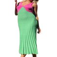 thumbnail image 1 of Femmes Bodycon Sans Manches Tricoté Robe Cravate Colorant Été Gradient Mini Robe Slim Fit Débardeur Robe Streetwear Parti Bleu S, 1 of 7