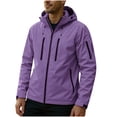 thumbnail image 1 of Lovzfmll Men's Rain Jacket Waterproof Windproof Hooded Outdoor Shell Purple, M, 1 of 4