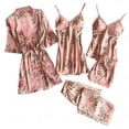 thumbnail image 2 of Jovati Ensemble de Pyjama pour Femmes, Haut et Bas à Manches Courtes en Polyester 5 Pcs avec Peignoir, Ensemble Assorti pour Tenue Décontractée d'Été et de Printemps, 2 of 7