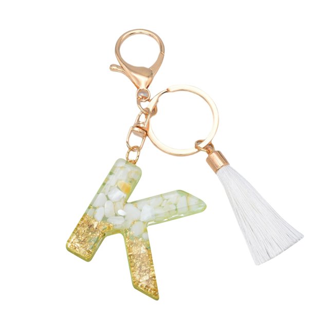 Meitianfacai Alphabet Keychain, Tassel Letter Key Chain Crystal Drop Pendant Fashionable Bag Wallet Key Chain Holiday Gifts for Him/Her