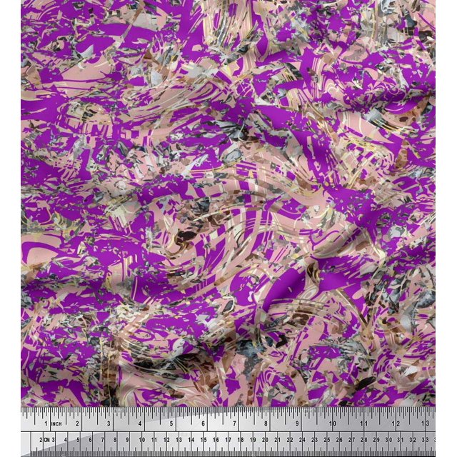 Soimoi Poly Georgette Fabric Marble Stone Texture Printed Craft Fabric by the Yard 52 Inch Wide