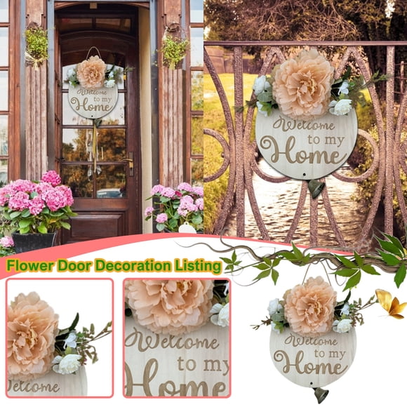 Cqxid Hangs Under $10 Welcome Sign Wood Flower Spring Door Sign Wedding Door Sign Welcome Wall Sign