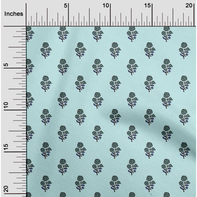 oneOone Viscose Jersey Fabric Leaves & Floral Block Decor Fabric Printed BTY 60 Inch Wide