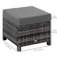 thumbnail image 3 of Outsunny Patio Rattan Ottoman with Cushion and Metal Frame for Garden, Grey, 3 of 10