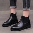 thumbnail image 1 of LSLJS Women's Fall Winter Keep Warm Solid Color Short Boots Chunky Heel Middle Heel Boots Round-Toe Boots, Women's Ankle Boots & Booties, Womens Boots, 1 of 5