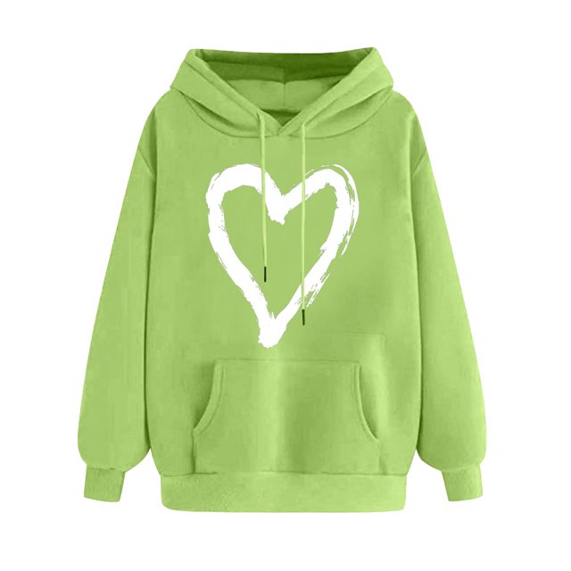 Plebaso Sweat à Capuche pour Femmes Mignon Cœur Manches Longues Décontracté avec Poches