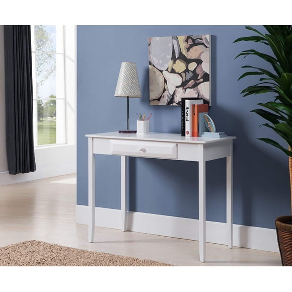 Kings Brand Furniture Wood Home & Office Parsons Desk with Drawer, White