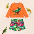 thumbnail image 2 of Kids Boys Summer Swim Trunks 2 Pieces Boy Surf Swimsuit Long Sleeve Cartoon Color Block Swimwear Spring Bathing Suits For Kid 3-4T, 2 of 6