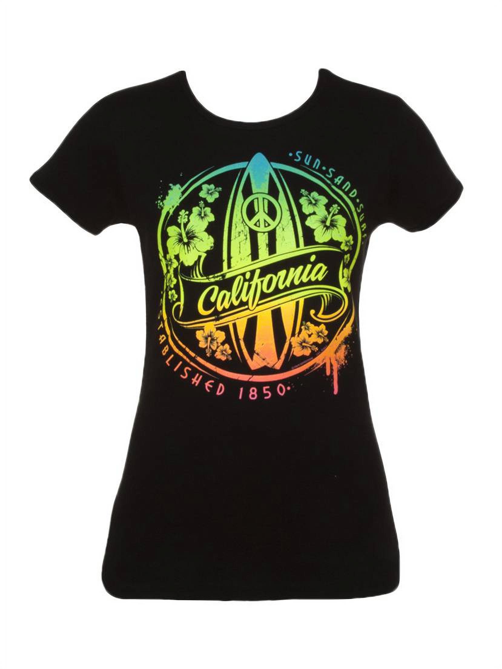Cali Pride Womens Short-Sleeve T-Shirt - Cali Surfboard - Medium Black