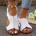 thumbnail image 4 of Cameland Summer New Foreign Trade Large Size Wedge With Fish Mouth Solid Color Large Size One Line Buckle Beach Sandals, 4 of 7
