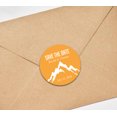 thumbnail image 3 of Darling Souvenir Round 45 Pcs Snowy Mountain Save The Date Stickers Personalized Bride Groom Names And Date Envelope Seals- Pale Orange, 3 of 4