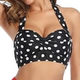 thumbnail image 4 of EQWLJWE Women's Fashion Sexy Multi Color Swimsuit Halter Ruched High Waist Bikini Tops, 4 of 4