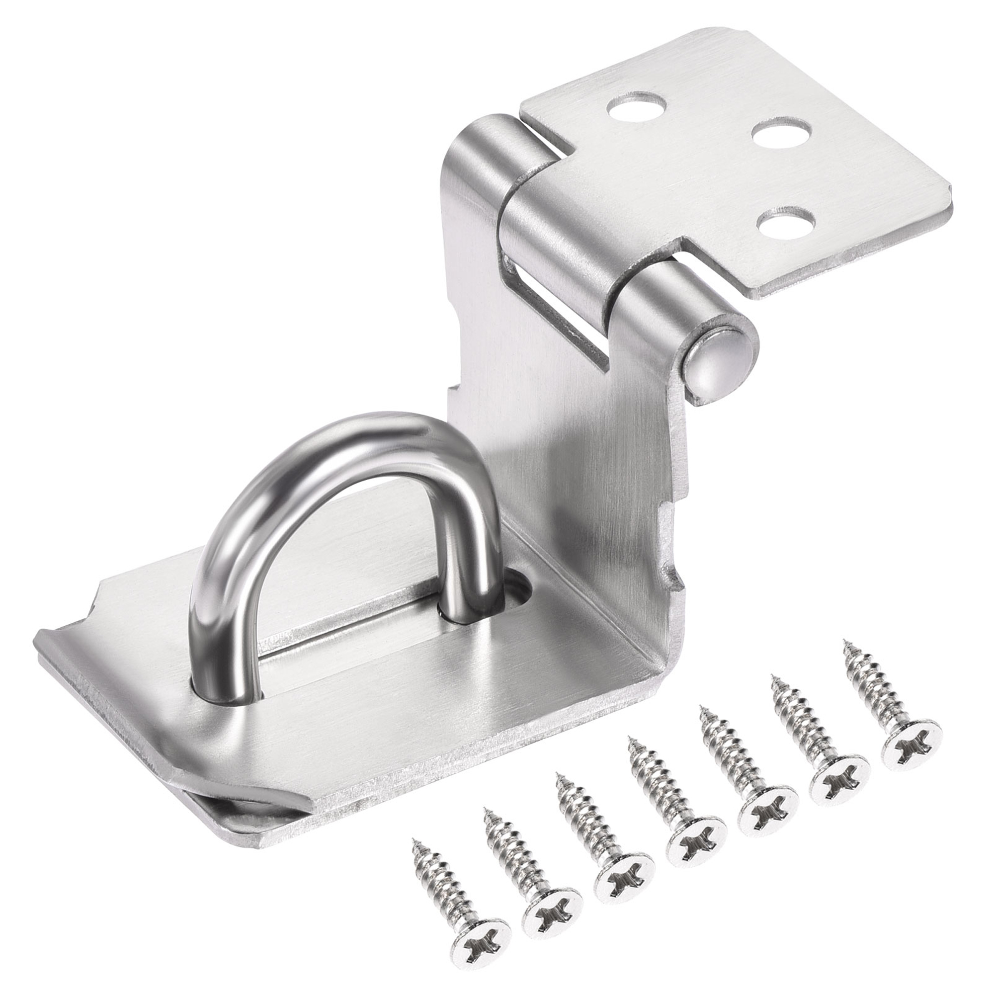 Unique Bargains 3'' Stainless Steel 90 Degree Heavy Door Latch Hasp Lock Padlock, Silver