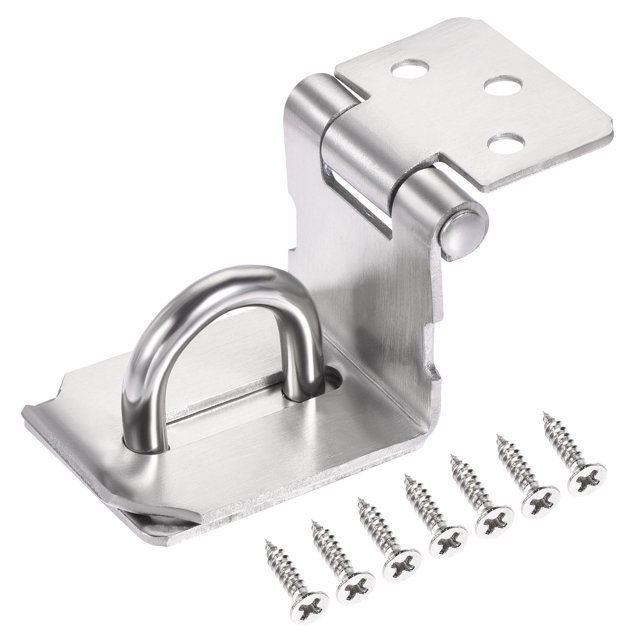 Unique Bargains 3'' Stainless Steel 90 Degree Heavy Door Latch Hasp Lock Padlock, Silver