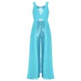 thumbnail image 4 of TiaoBug Combinaison à Sequins pour Filles Combinaisons Sans Manches Robe Maxi en Chiffon Combinaisons pour 7-14 Ans Bleu 10, 4 of 6
