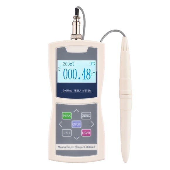 Homgeek Gaussmètre Numérique Tesla Auto 200 Mt/ 2000 Mt Haute Précision Surface Sensible Testeur de Champ Magnétique avec Boîtier de Sonde à Effet Hall Radial Standard
