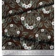 thumbnail image 3 of Soimoi Brown Poly Georgette Fabric Anemone & Leaves Fabric Prints By Yard 42 Inch Wide, 3 of 3