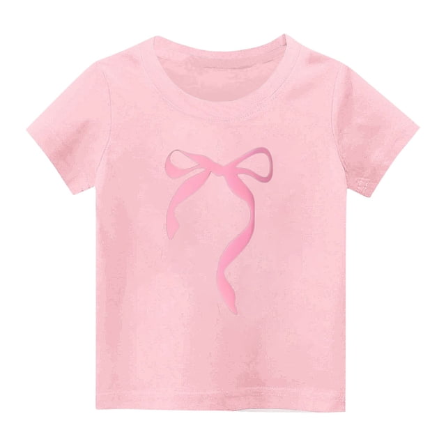 T-Shirt Confortable à Manches Courtes Décontracté pour Fille HVOBBTY, Haut à Manches Courtes à Col Rond Imprimé de Lettres Décontracté pour Filles Rose, 3 Ans