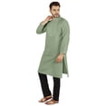 thumbnail image 3 of Atasi Ensemble Kurta-Pyjama Indien Uni pour Hommes Col Mandarin Kurta Décontracté Longue Tenue, 3 of 7