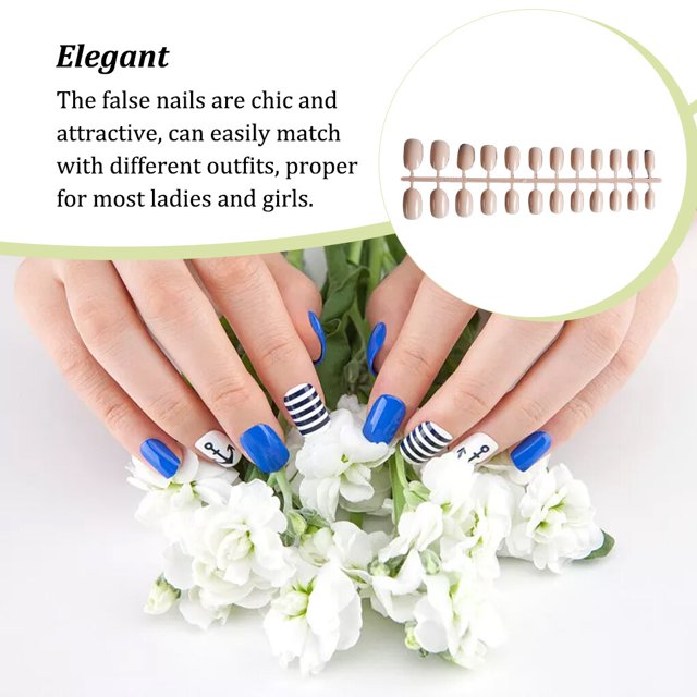 Nail Art Delicate Removable Artificial Tips Extension Fingernails Fashion UV Long Coffin Extension Wraps Manicure Tools Decoration for Girls Type 5