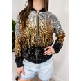 thumbnail image 5 of Womens Sequin Long Sleeve Front Zip Jacket with Ribbed Cuffs, 5 of 5