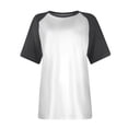 thumbnail image 3 of Womens Summer Raglan T-Shirts Color Block Plus Size Baseball Tees Casual Short Sleeve Loose Pullover Dark Gray, 2XL, 3 of 5