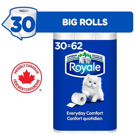 Royale Papier Hygiénique Confort Quotidien, 30 équivalant à 62 rouleaux