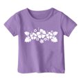 thumbnail image 3 of PMVFHDE Hauts à Manches Courtes pour Fille T-Shirts Graphiques pour Fille T-Shirts Amples d'Été pour Fille T-Shirts Originaux Garçon et Fille Imprimé Col Rond Manches Courtes T-Shirt Violet, 4-5 Ans, 3 of 3