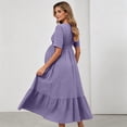 thumbnail image 4 of XiYing Robes pour Femmes, Robe de Maternité Unie à Manches Courtes à Volants pour Photographie de Soirée, Style Moulant à Col en V (P-2TG),, 4 of 7