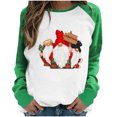 thumbnail image 1 of RKSTN Chandail pour Femmes de Noël à Col Rond, Chandail Imprimé du Père Noël, Manches Longues, Blouse Régulière à Empiècements, 1 of 5