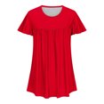 thumbnail image 4 of FAIWAD Tunique d'Été pour Femme à Manches Courtes, Col Rond, T-Shirt Décontracté Plissé, Ample et Fluide, 4 of 5