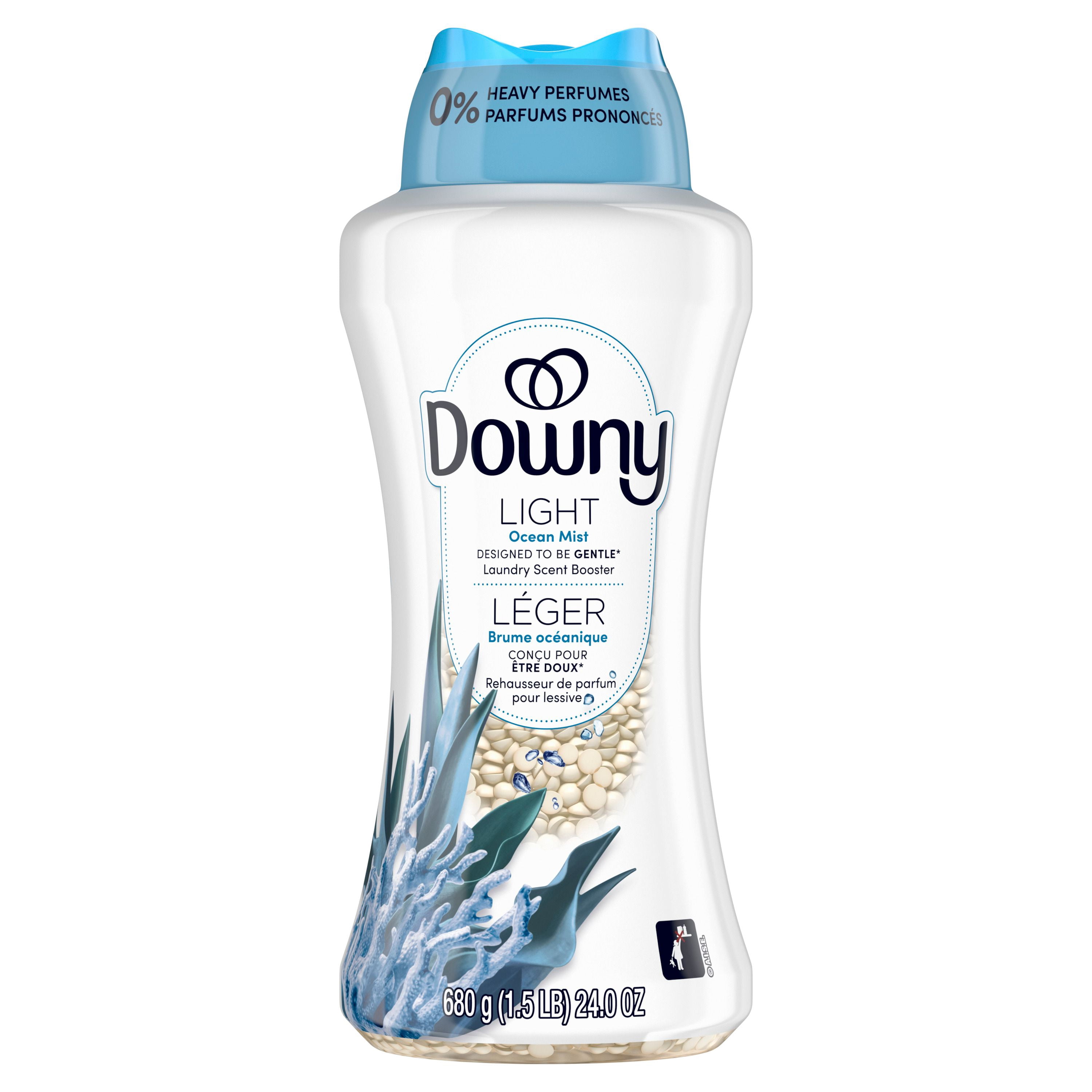 Perles rehausse-parfum pour lessive Downy Léger, parfum Brume océanique, perles pour les tissus pour la lessive, conçues pour être douces avec une légère bouffée de parfum, sans parfums prononcés