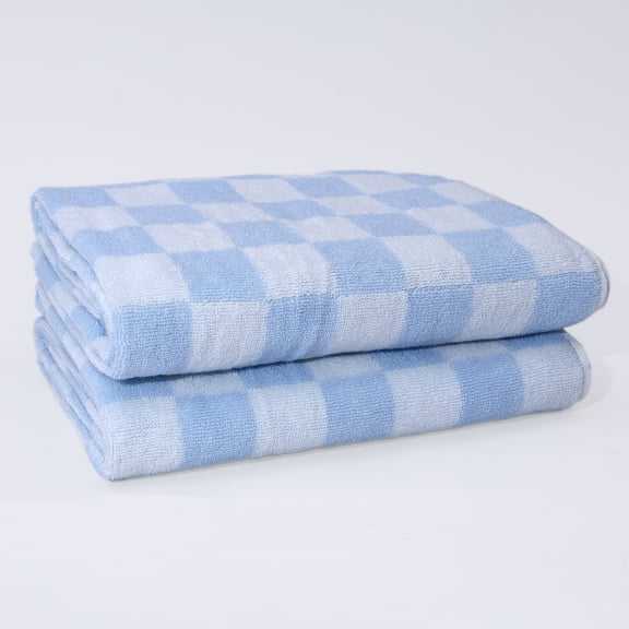 Mainstays 2-Pack Bath Towels, Sky Check