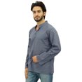 thumbnail image 4 of Atasi Kurta Court à Col Officier pour Homme Gris en Coton Tunique Décontractée - Grand, 4 of 7