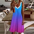 thumbnail image 1 of SMihono Robes d'Été Bohémiennes Femmes Grande Taille Mode Femmes Décontracté Sexy Col en V Imprimé Été Dentelle Sans Manches Mini Robe, 1 of 4