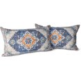 thumbnail image 1 of Blue Boho Throw Pillow Covers Set of 2 Monaco Rug Carpet Double Sided Pattern Cotton Soft Pillow Case Cushion Cover Pillowcase for Garden Couch Sofa Bed Decorative 12x20 inch, 1 of 5