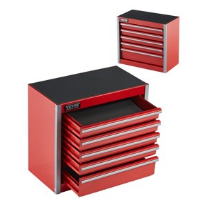 VEVOR Tool Box 8.6-inch Portable Metal Tool Box with 5 Drawers Tool Organizer Red