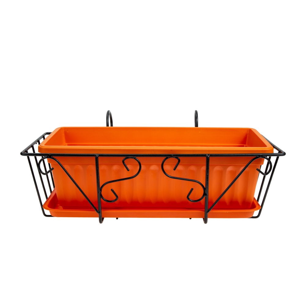 PENGXIANG Flower Planter Railing Balcony Hanging Pot Planters Plant Box Rail Window Fence Outdoor Holder Metal Basket Over Pots