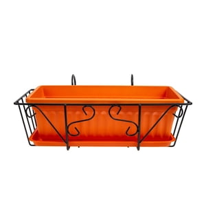 PENGXIANG Flower Planter Railing Balcony Hanging Pot Planters Plant Box Rail Window Fence Outdoor Holder Metal Basket Over Pots