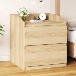 Moderne 2-Drawer Table de chevet, rangement en bois Table de lit avec poignées pour chambre à coucher