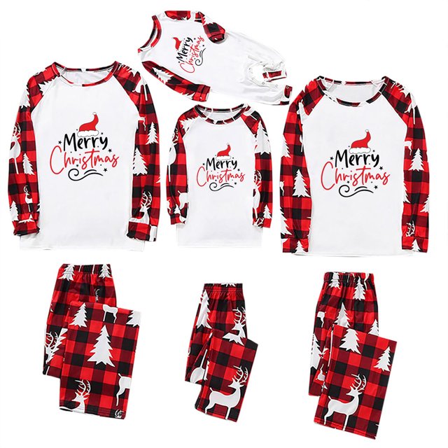 Pisexur Christmas Pajamas for Family Add Festive Atmosphere Family Christmas Pjs Matching Sets Reindeer and Snowflake Patterned Sleepwear Xmas PJS Set for Couples and Kids Christmas Pajamas