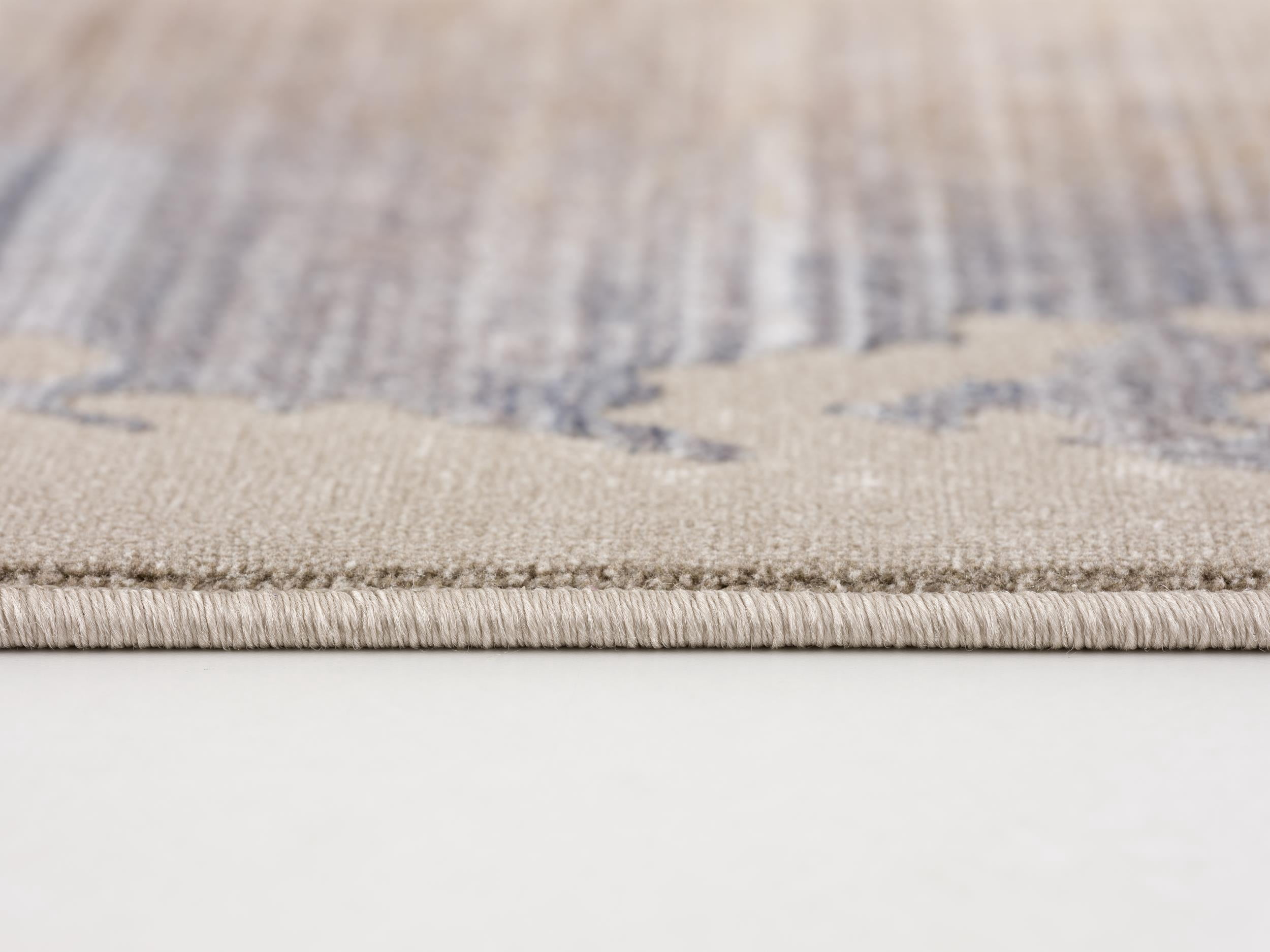Tapis Branch Amalfi 2' x 14' (Taille exacte : 2'3" x 14') Tapis d'intérieur abstrait, beige bleu, lever de soleil - Entrée, couloir, salle de bain et cuisine