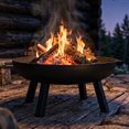 thumbnail image 3 of Sunnydaze Outdoor Camping or Backyard Round Cast Iron Rustic Fire Pit Bowl with Handles - 34" - Black Finish, 3 of 10