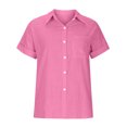 thumbnail image 4 of asjyhkr Blouses for Women Button down Short Sleeve T Shirt Solid Color Fashion Summer Tops Solid Color, 4 of 5
