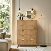 YUSAZENS 5 Drawer Dresser for Storage and Organization, Dresser for Bedroom, Fluted Panel Wooden Chest of Drawers, Tall Modern Dresser Organizer for Closet, Living Room, Hallway, Oak