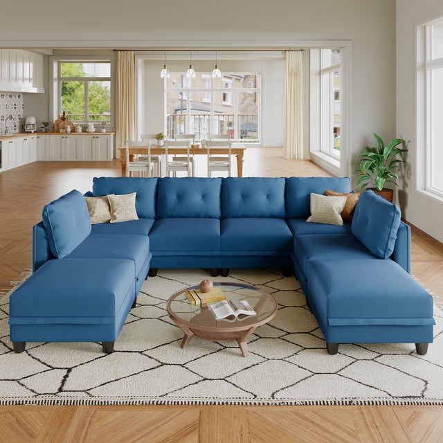 LLappuil Modular Sectional Sofa, 8 Seat Modular Sectional Sofa with Storage, Velvet Waterproof Anti-Scratch Sofa for Living Room