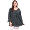 thumbnail image 2 of GRACE & GRANDEUR Women's Plus Size  Casual Solid Raglan Sleeves Tops Dark Grey 3X, 2 of 6