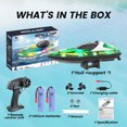 thumbnail image 4 of GRM RC Boat for Pools and Lakes, 2.4G 15+ MPH Fast Remote Control Boat with LED Lights, Racing Boats for Kids & Adults with 2 Rechargeable Battery, Gifts for Boys Girls (Green), 4 of 21