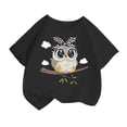 thumbnail image 1 of Hauts pour Filles Imprimé Mignon Col Rond Manches Courtes Tee Été Mode Ample Vêtements pour Petites Filles Noir 10-12 Ans, 1 of 4